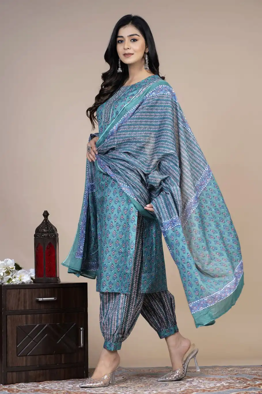 Look Straight Out of a Dreamy Movie Set As  You Turn Around and Walk in This Elegant  Suit the Perfect of Traditional Wear
