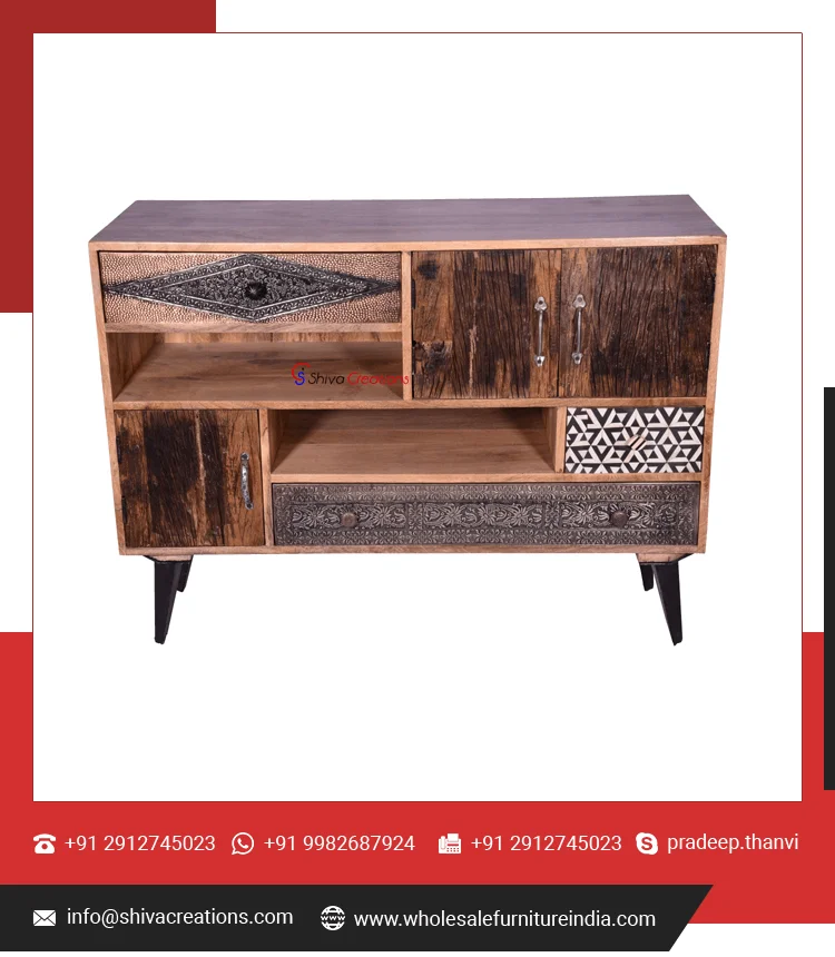 Jodhpur Dining Room Furniture Wood Metal Bone Fitted Sideboard