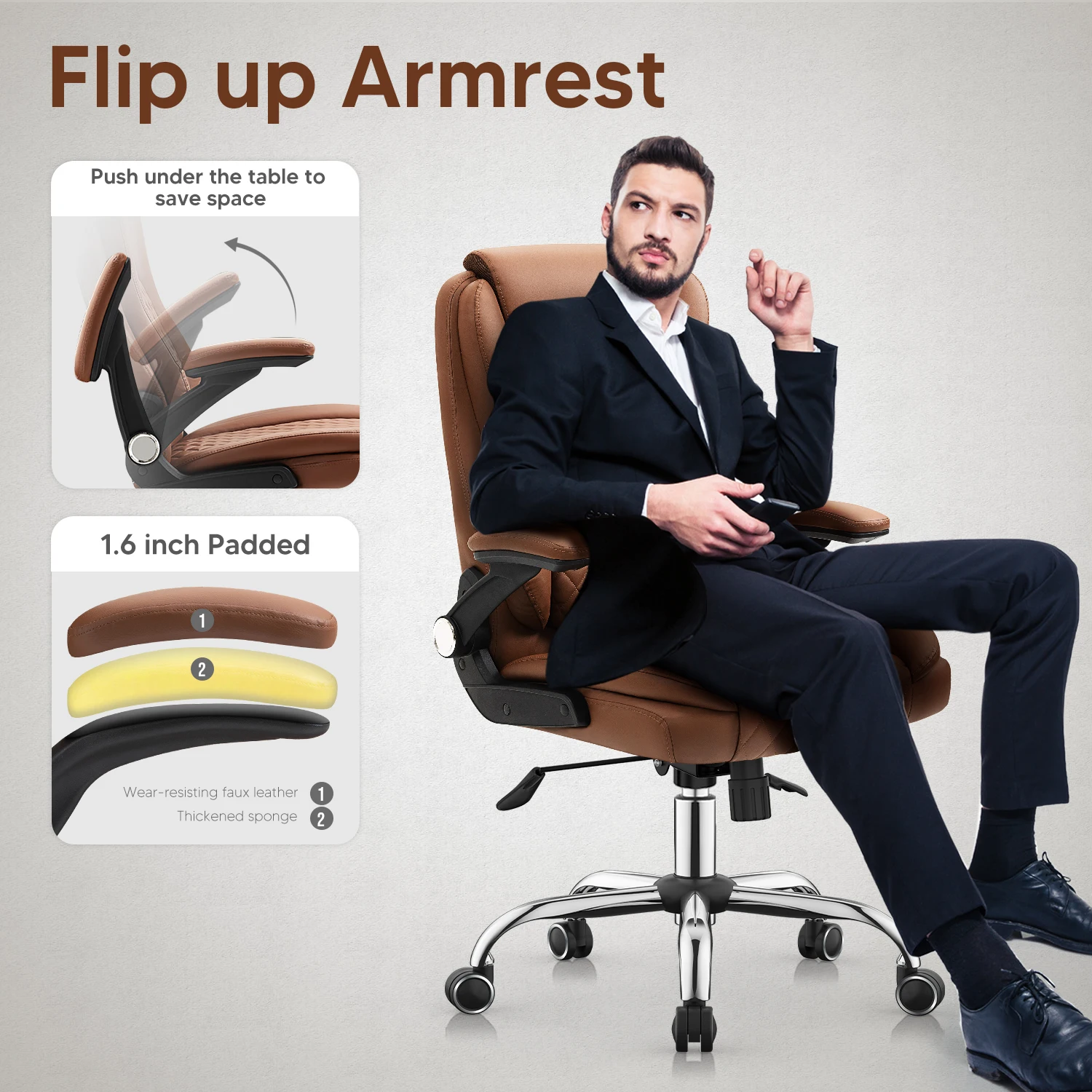 Executive Office Chair Upholstered By Pu High Density Foam Best Quality