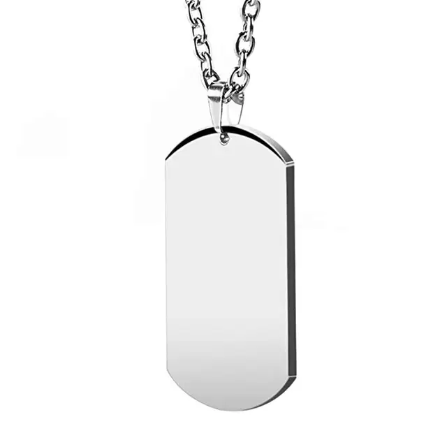 custom logo name pattern Mens High Polishing Stainless Steel 316L DogTag Link Chain Pendant Necklace