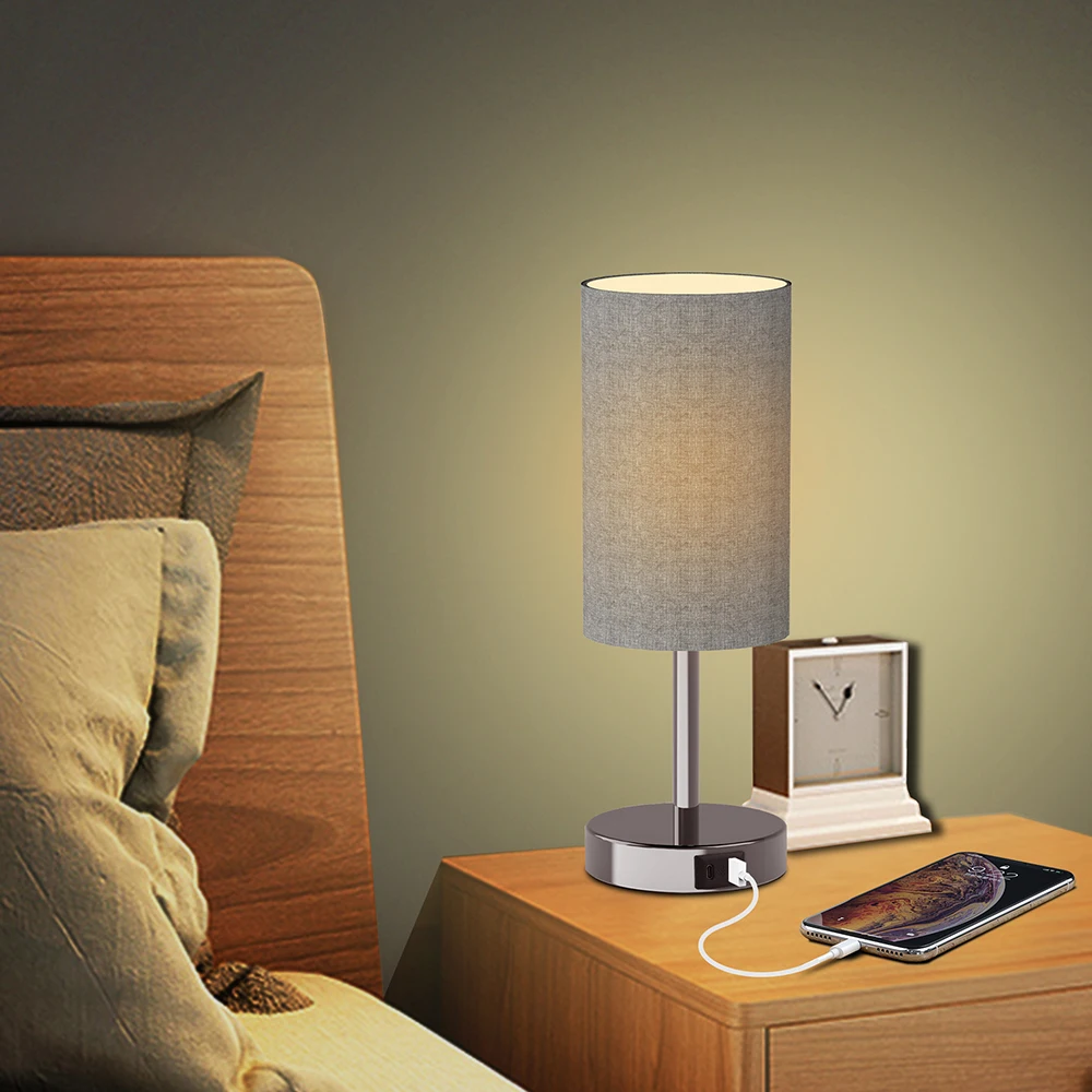 New Product 2023 Fabric Lampshade Usb Charging Port Table Lamps Buy