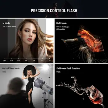 NEEWER Q300 300Ws 2.4G Outdoor Studio Flash with Q Compact Wireless Trigger, 4 Packs Ceiling Mount detail image