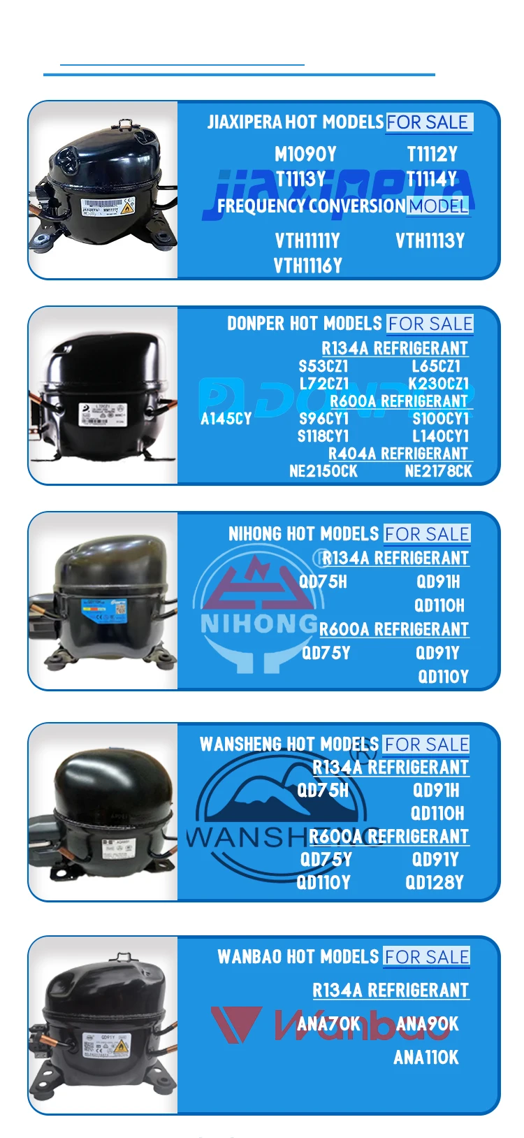 Jiaxiper Refrigeration Refrigerator Compressors Model M1090y T1112y ...