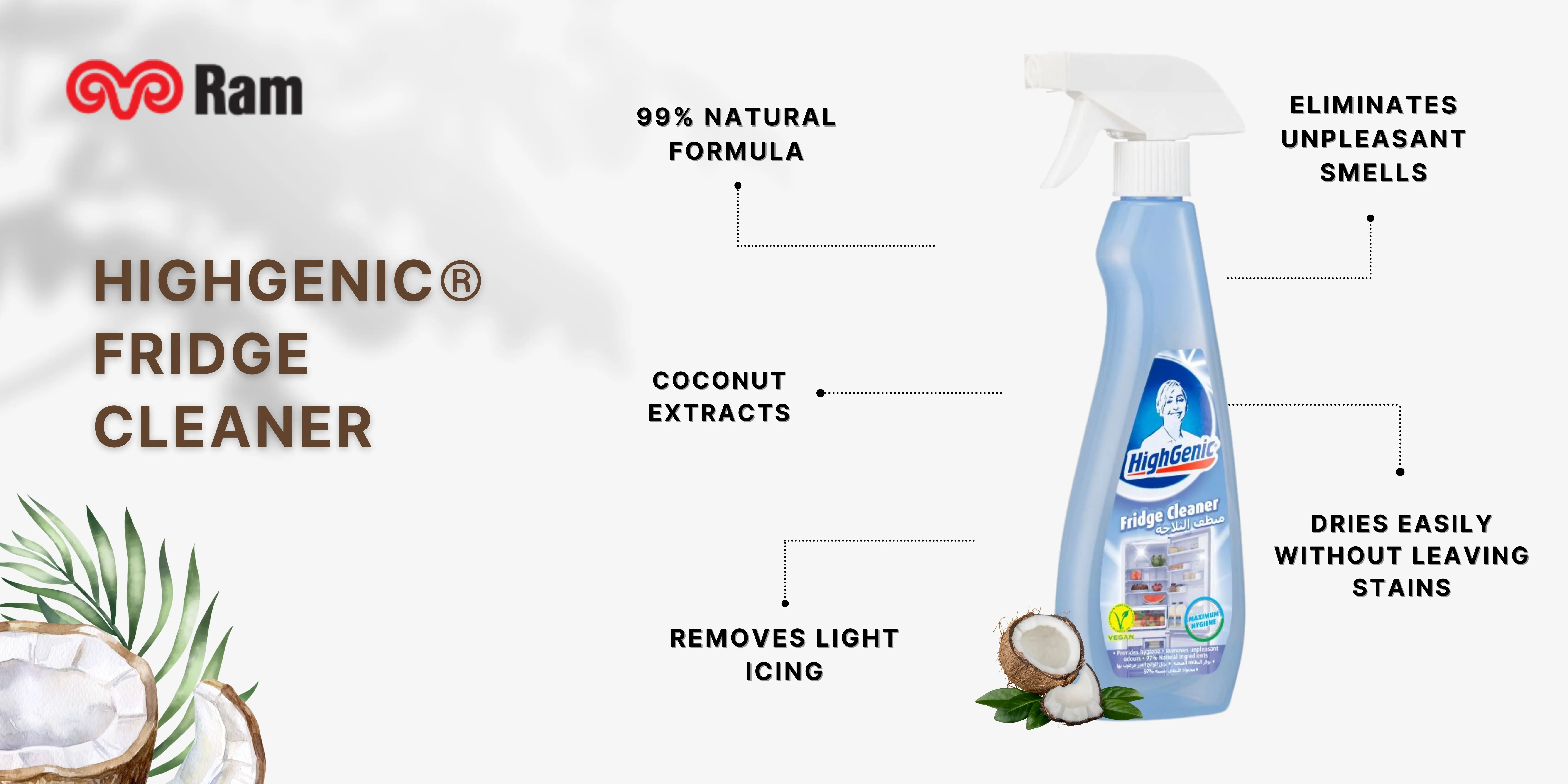 Highgenic Fridge Cleaner 350 Ml Natural Formula Vegan Freezer Cleaner