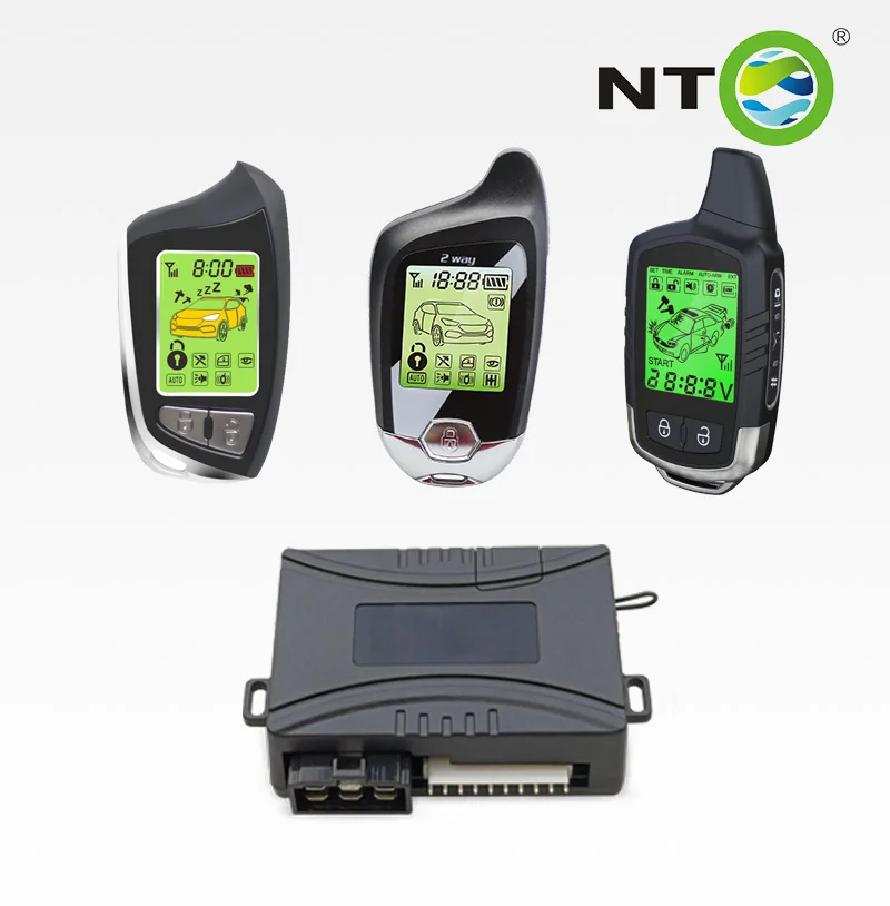 NTO 2-Way Car Alarm System with Real-Time Monitoring Vibration Sensor Remote Engine Start LCD Remote Starter 12V Keyless Entry
