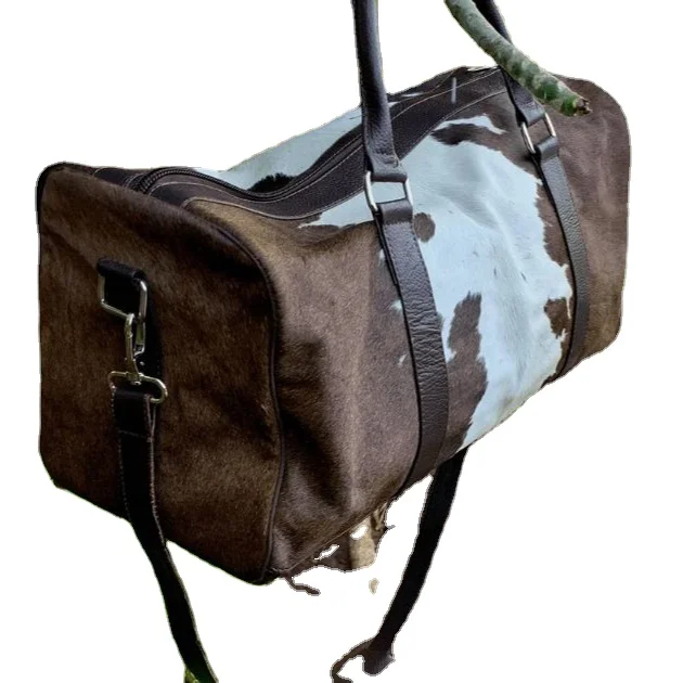 Leather Duffle Bag Men & Cowhide Duffle Bag Large Duffel Bag Cow Hair