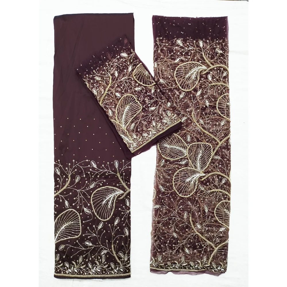 Luxury Nigerian Heavy Beaded African George Silk Wrapper Fabric 2 5 A161a2c538f8d46a39ec91be6cfd92a975