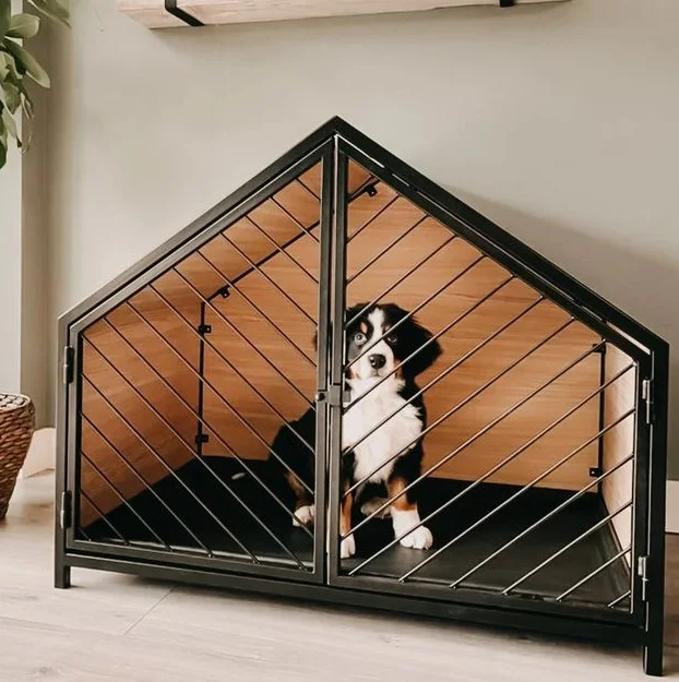 Ergonomic design metal pet house with ventilation system and soundproof walls for reducing stress and improving pet relaxation