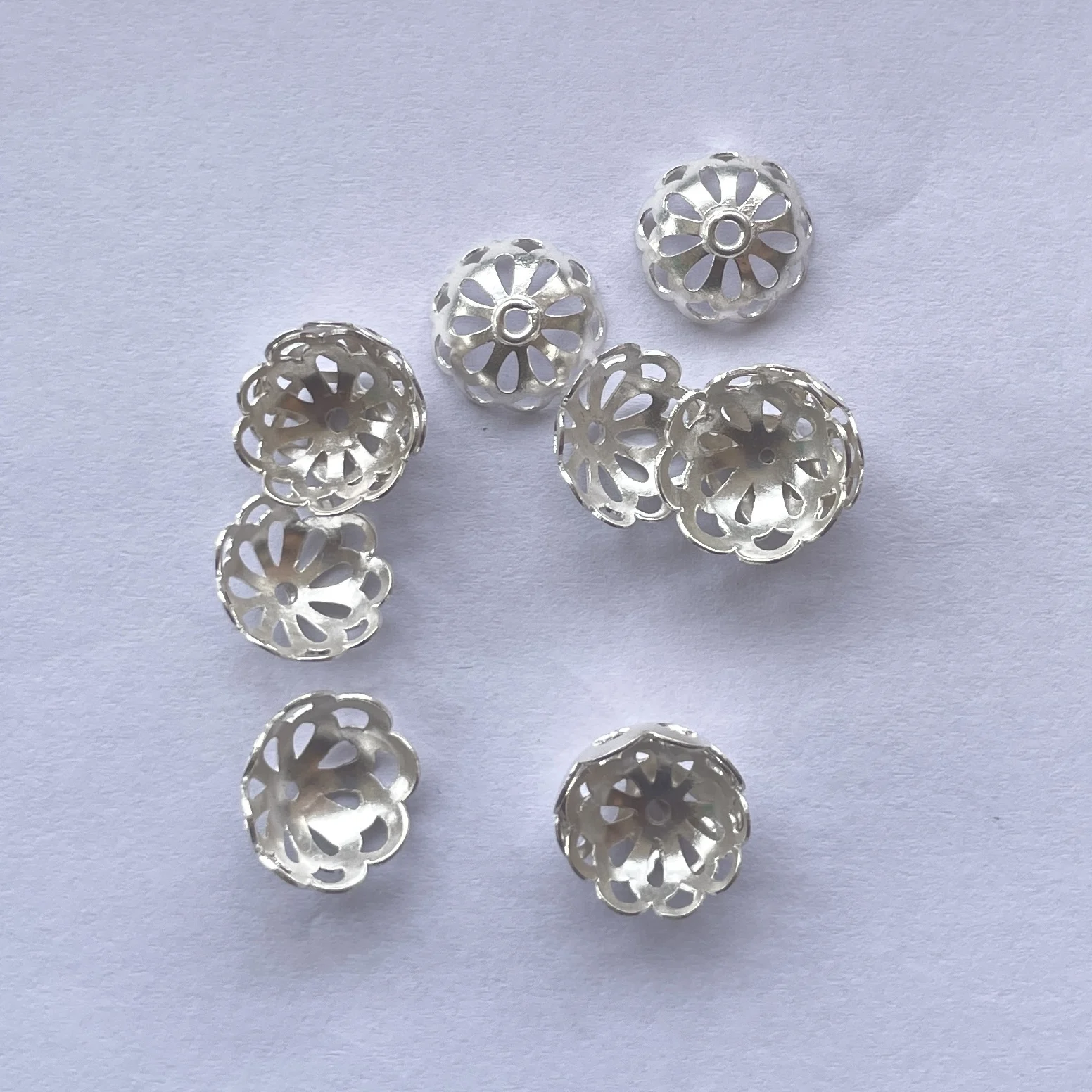 925 Sterling Silver Vintage Flower End Cap 6x6mm Handmade Ornament