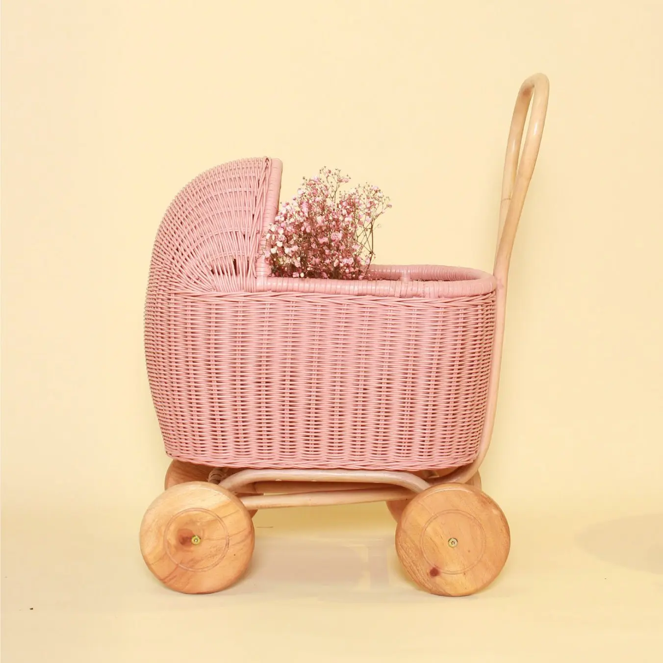 Natural Kids Toys Rattan Strollers For Dolls Doll Carrier Pram With