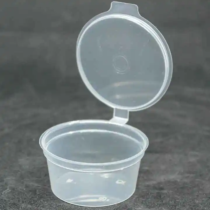 1 Oz Sauce Container With Lids Hinged Lid Pp Plastic Round Mini Small