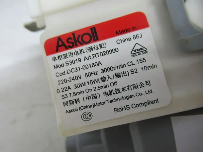 Factory Price Original Washing Machine Drain Pump DC31-00180A 220-240V 50Hz 30w/15w DC31-30008D