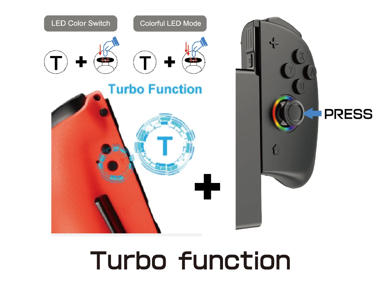 Nintendo Switch Wireless Controller Joycon With 8 Colors Led Ring Light