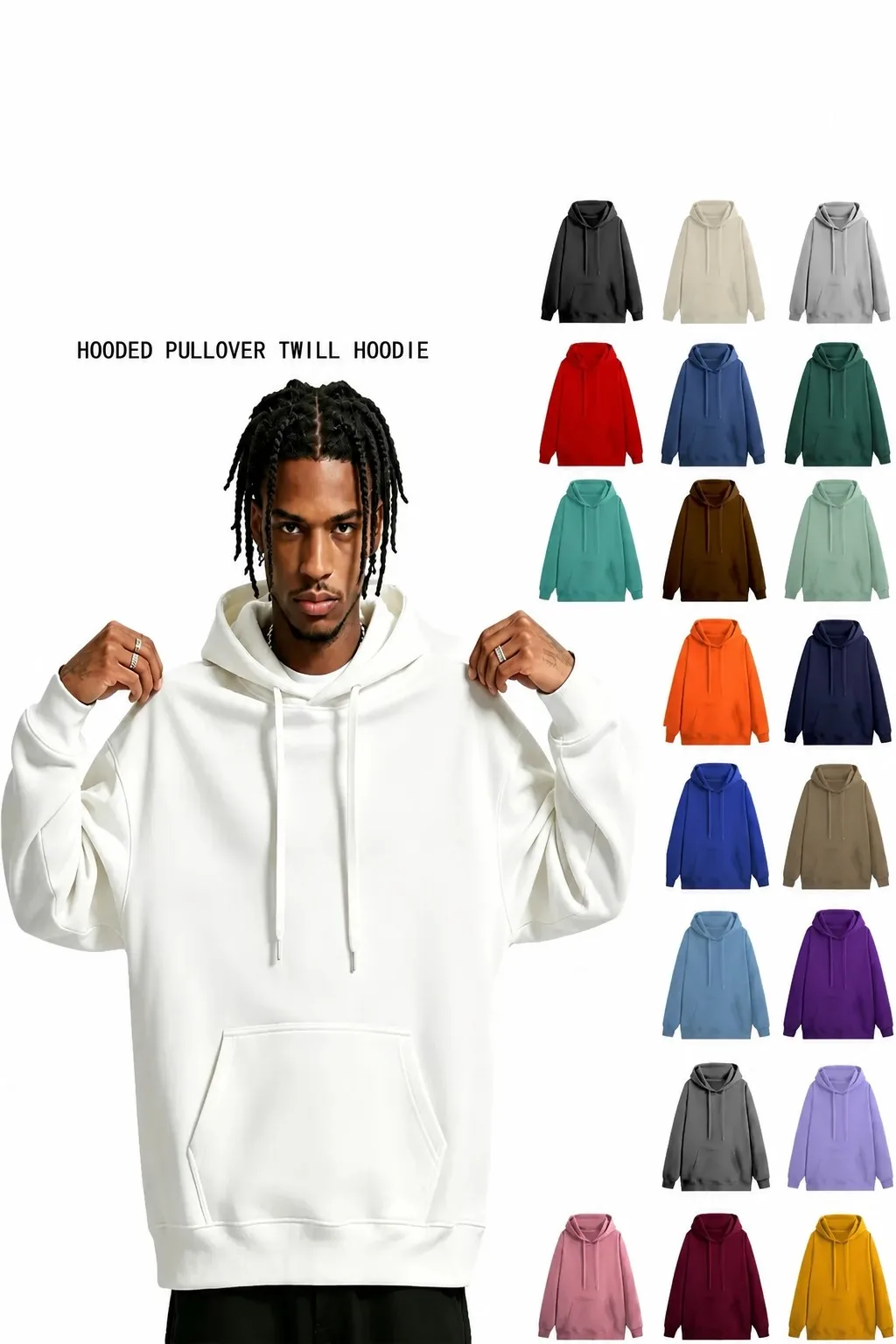 Men's Pullover Hoodie with Kangaroo Pocket and Drawstrings