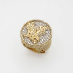 Men's 925 Silver Rhodium Plated Prong Set Moissanite Eagle Ring Champion Pinky Engagement Anniversary Gift