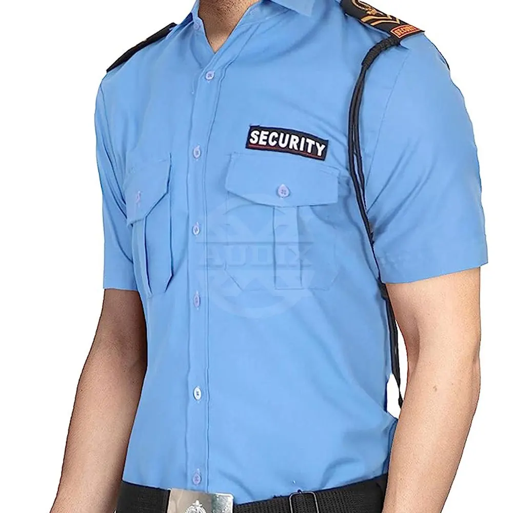 2023 Low MOQ Short Sleeve Button Uniform Security Shirt in New Style Security Guard Uniform with Labels