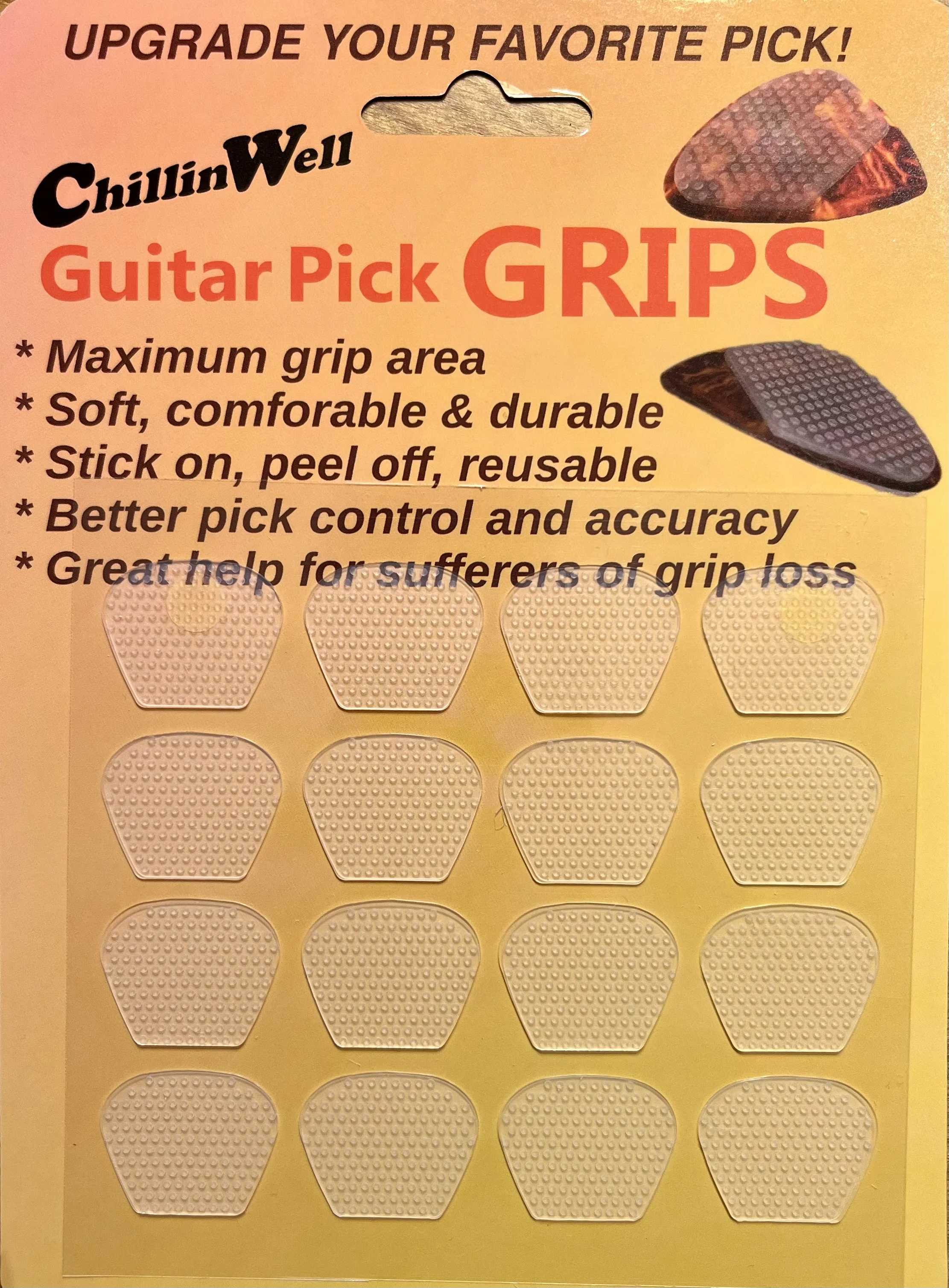 High Quality Guitar Pick Grips 16pc Large Grippy Non Sticky Colorful