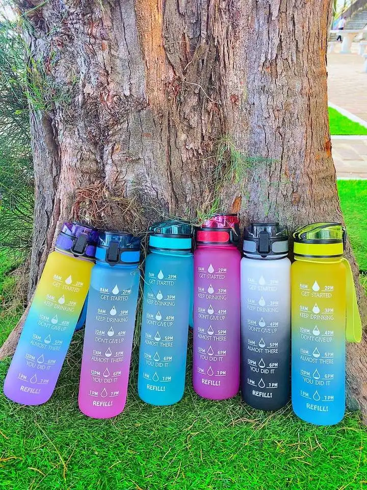 Sports Water Bottle With Straw,1l,750ml Leakproof Design Water Bottle