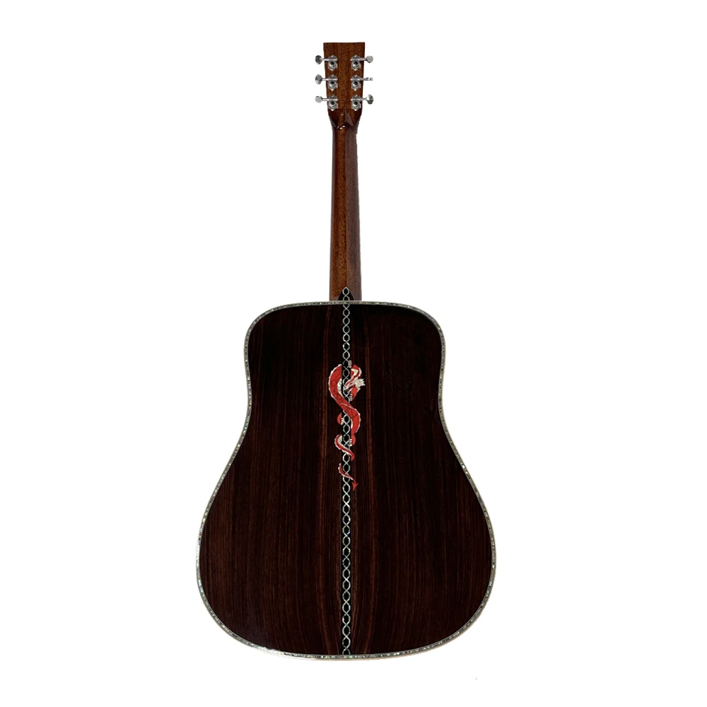 High Quality 41'' Acoustic Guitar with Madagascar Rosewood Spruce Sapele Solid Fingerboard Ebony-Stringed Instrument