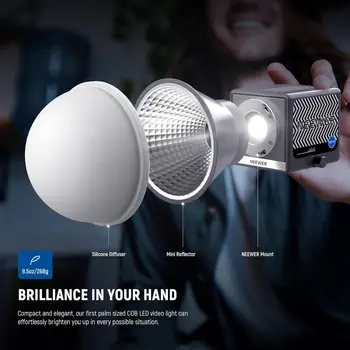 NEEWER HS60B Mini Video Light with App Control, 60W Handheld Portable Bi Color COB LED Continuous Output Lighting with NS7L 12" detail image
