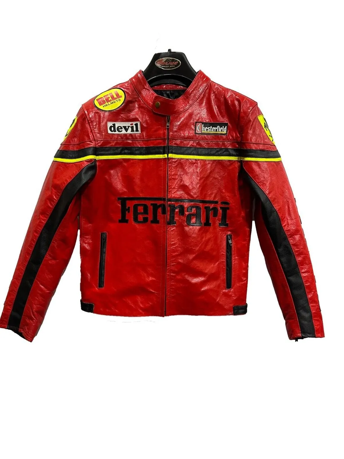 Red Ferrarii F1 Racing Jacket Genuine Leather For Men,Formula F1 Style ...