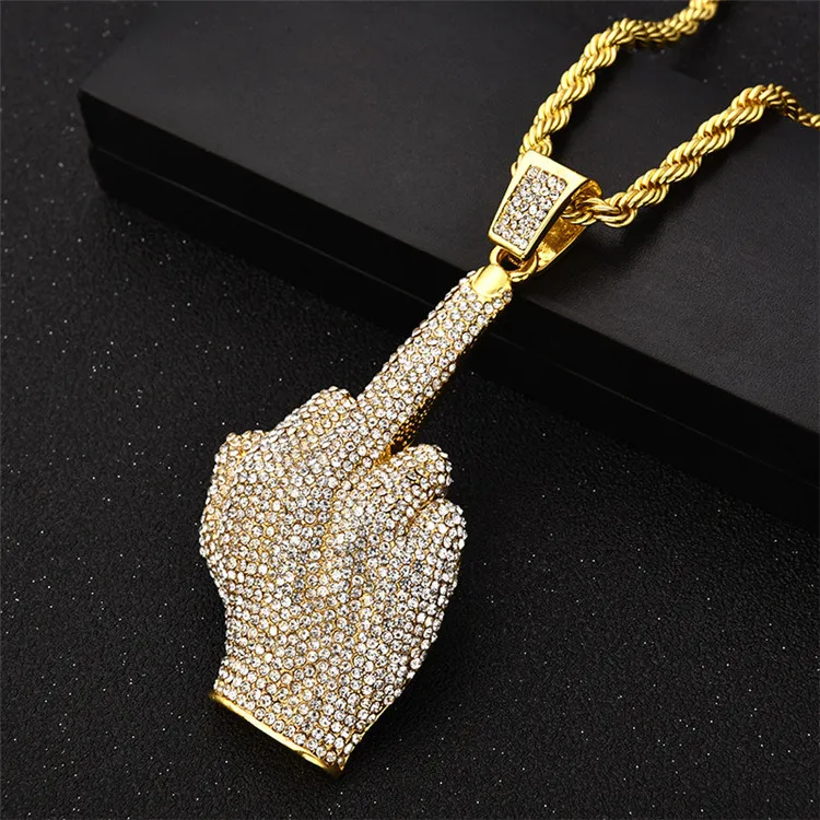 Mens Fast Money Pendant Necklace Hip Hop Rock Iced Out Bling With