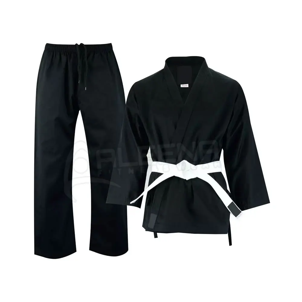 Black Solid Color Judo Uniform For Unisex Breathable Judo Uniform 100