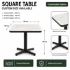 Square restaurant table