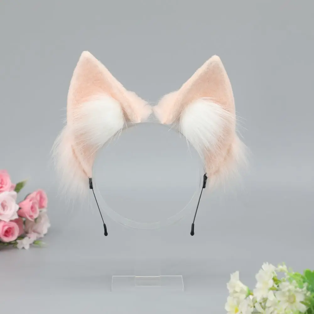 E0049 Faux Fox Cat Ears Headband Tail Set Cosplay Use Animal Costumes Halloween Dress up Accessories