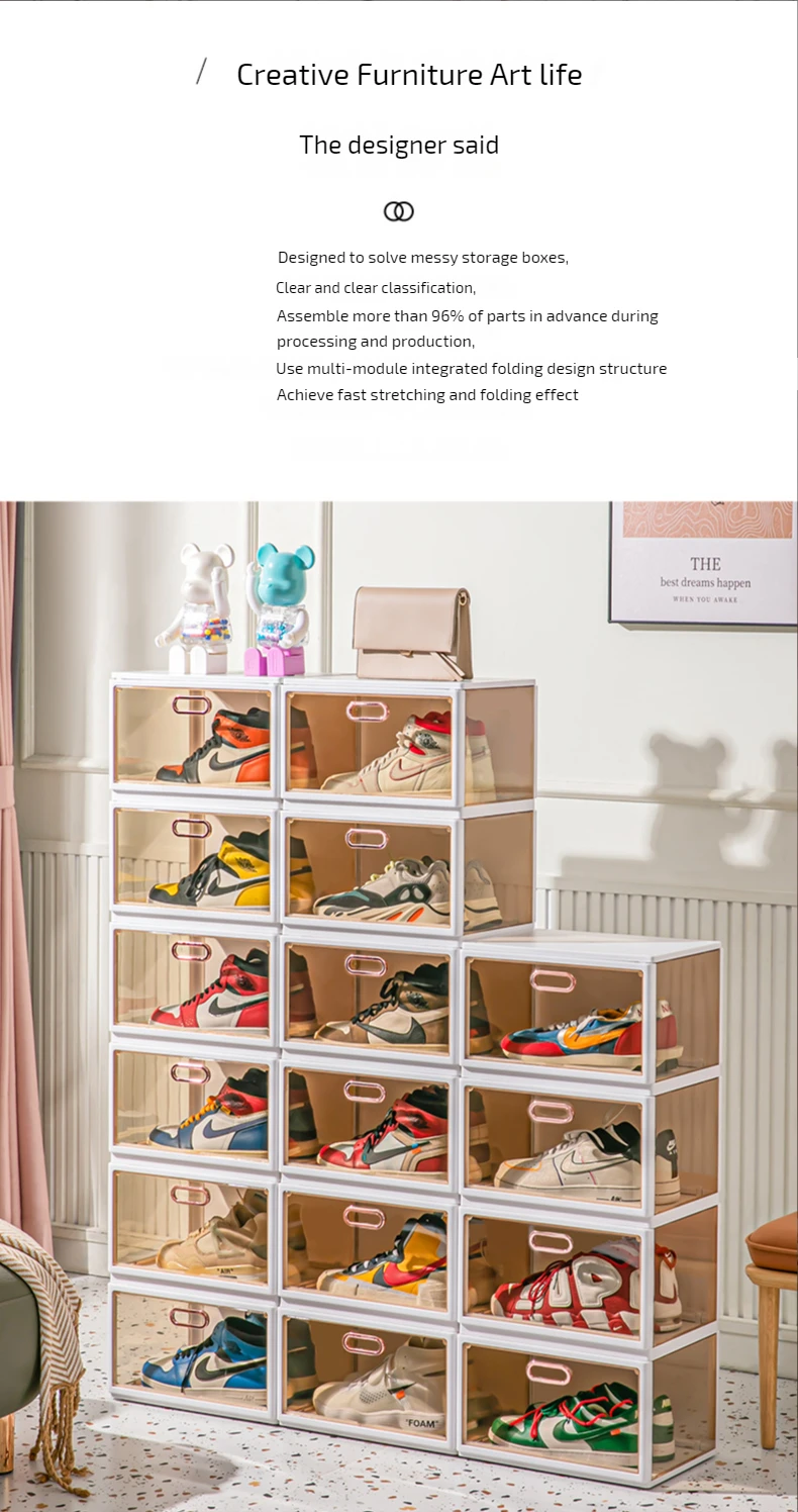 Wholesale Transparent Plastic Sneaker Stackable Shoe Kids Storage Boxes ...