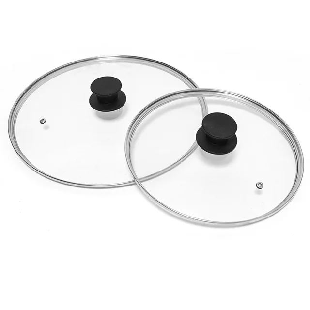 CP04 Tempered Glass Pot Lid with Stainless Steel Rim. G-Shaped Explosion-Proof, Anti-Scalding, Visual Universal Lid for Cookware