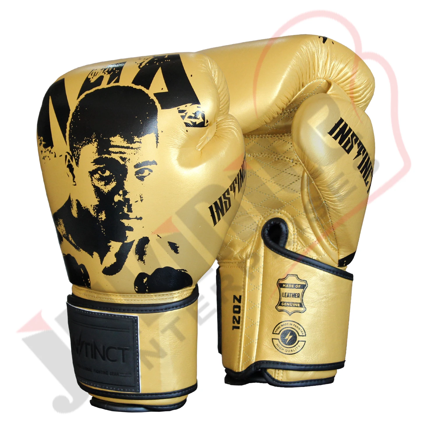 Ali Traditional Boxing Gloves Genuine Metallic Cowhide Leather Gloves