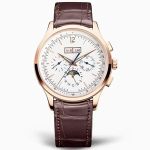 New High-quality Business Retro Stainless Steel case Genuine Leather Strap Men's Mechanical Watch Automatic Luxury Brand Watches
