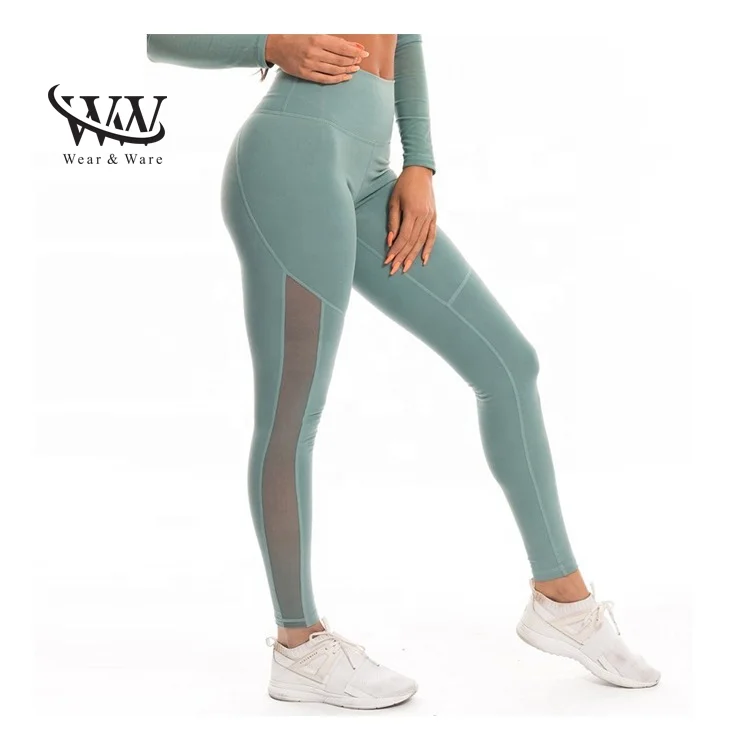 Custom Factory Women Active Wear Yoga Pants Polyester Spandex High