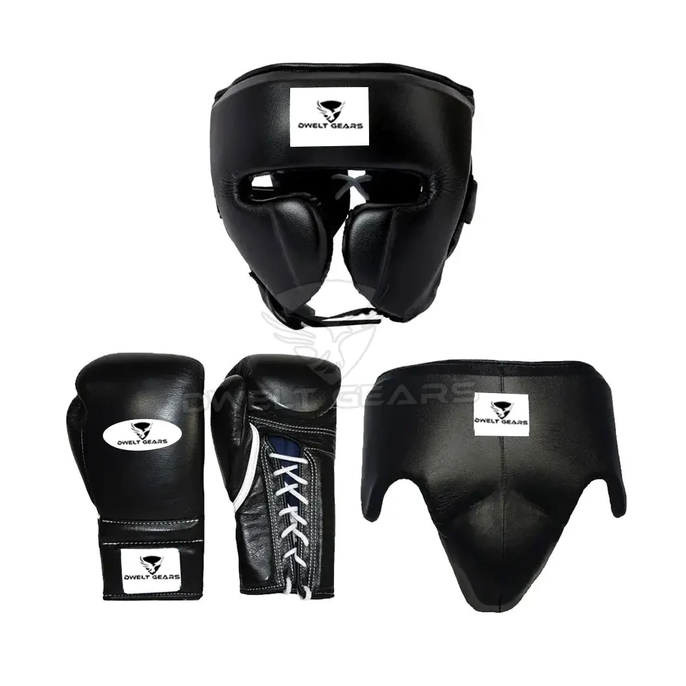 Black Winning Sparring Set New Design Made With Genuine Leather Custom