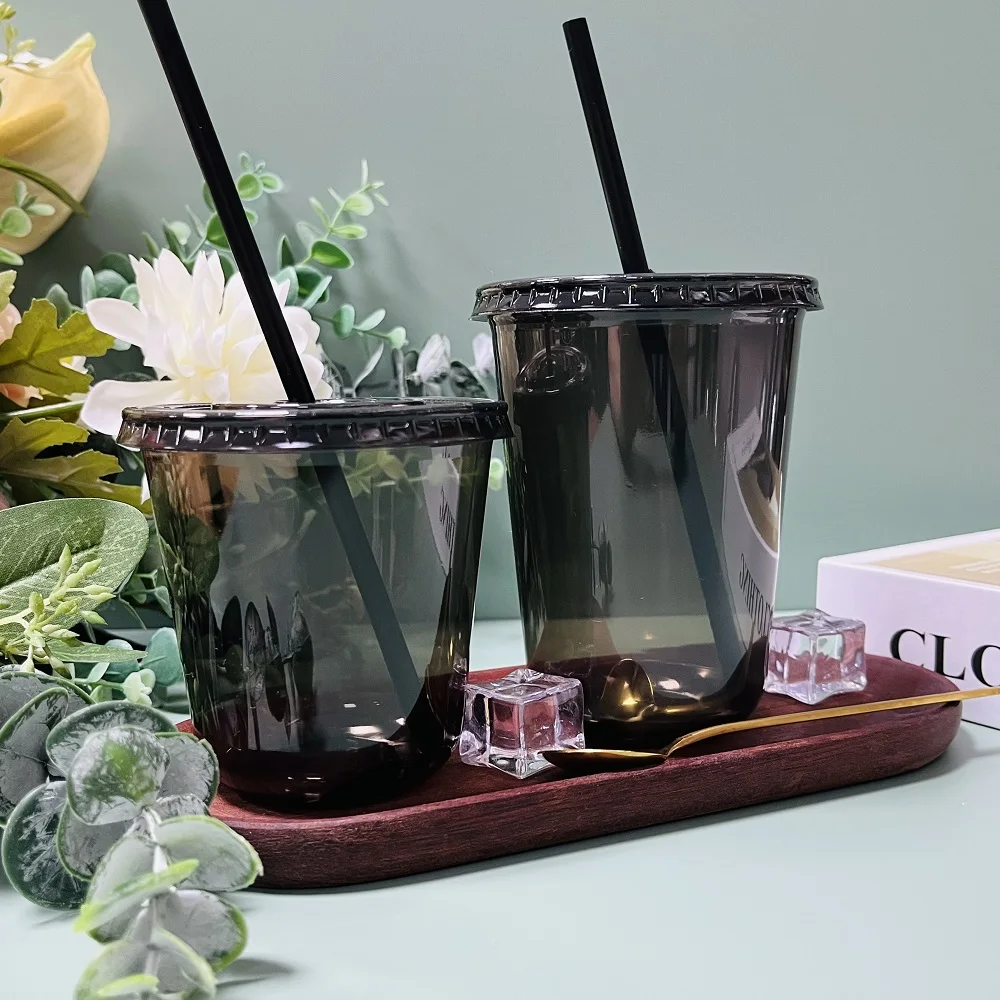 Customized Surface Finish Pp Plastic Cup Food Packaging Customised Pet Black Transparent Cold