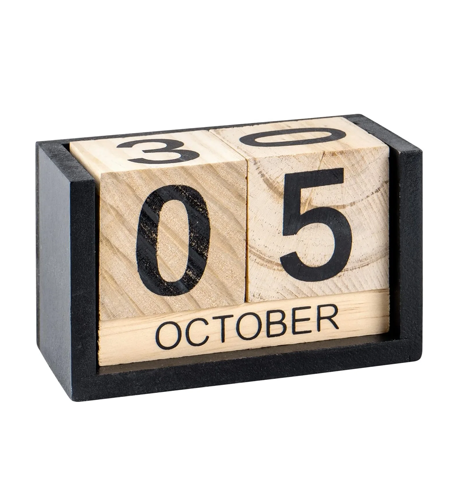 Calendrier De Bureau En Bois Perpétuel - Affichage Date Quotidienne Réutilisable, Style Ferme