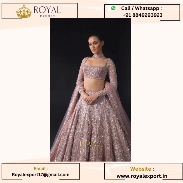 Premium Net Embellished With Beautiful Thread Embroidery and Heavy Sequence Work Lehenga