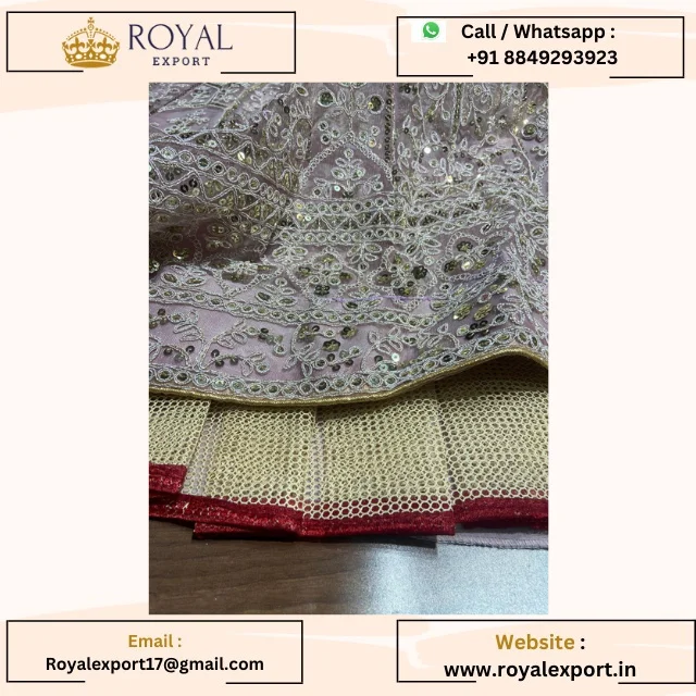 Premium Net Embellished With Beautiful Thread Embroidery and Heavy Sequence Work Lehenga