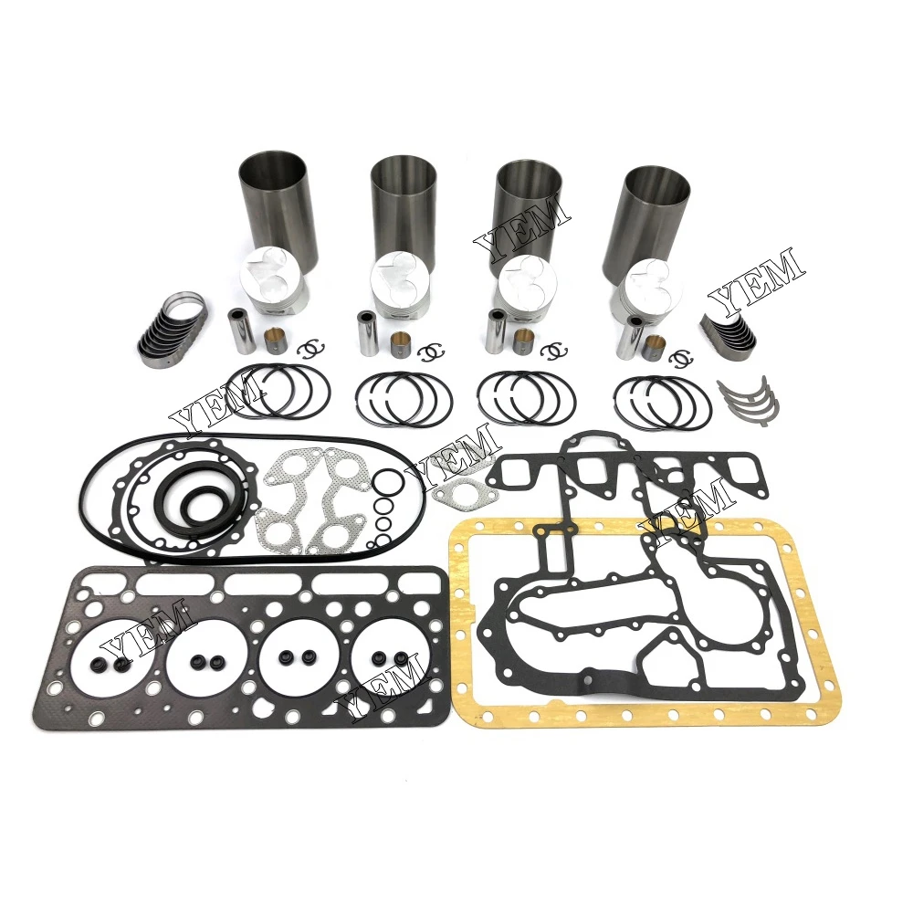 Overhaul Kit With Cylinder Bearings Piston Rings Liner Gasket Kit Fit for Kubota V1903 Engine Rebuild Aftermarket Parts