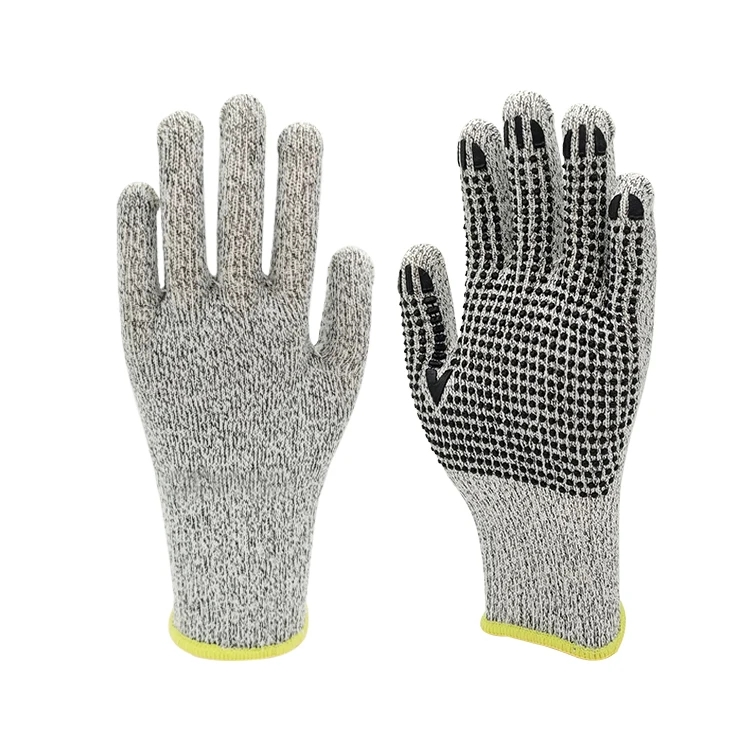 Grey Color Poly Cotton Glove Knitted Gloves Buyers And Durable Polyester Construction Industry