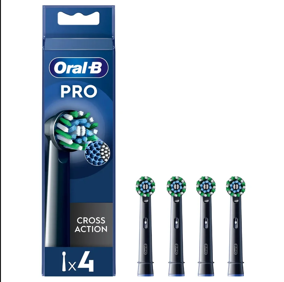 Genuine Oral-b Cross Action Toothbrush Heads Clean Maximiser Black ...