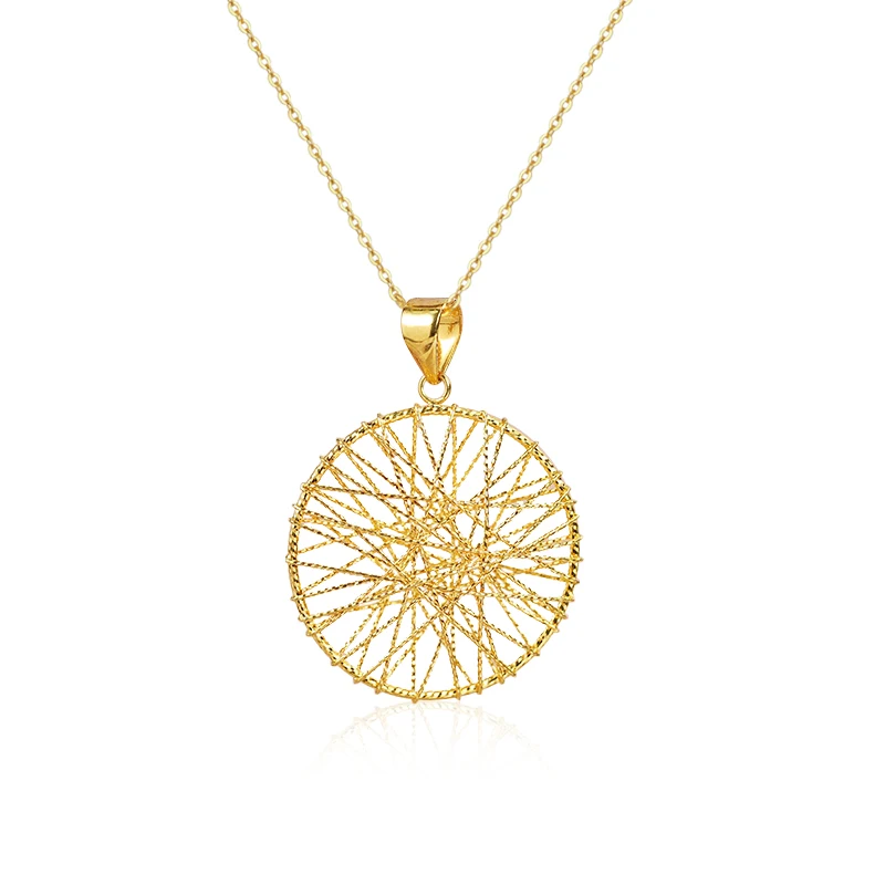 21k Exaggerated Round Triangle Water Drop Pendant Jewellery Manufacturer Custom Design Saudi Gold Jewelry Pawnable 18k Necklace