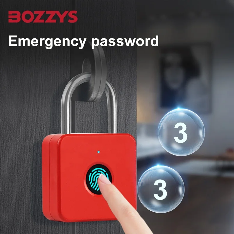 BOZZYS Mini Portable Smart Keyless Fingerprint Padlock Suitable for Suitcase Bag and Cabinet Doors