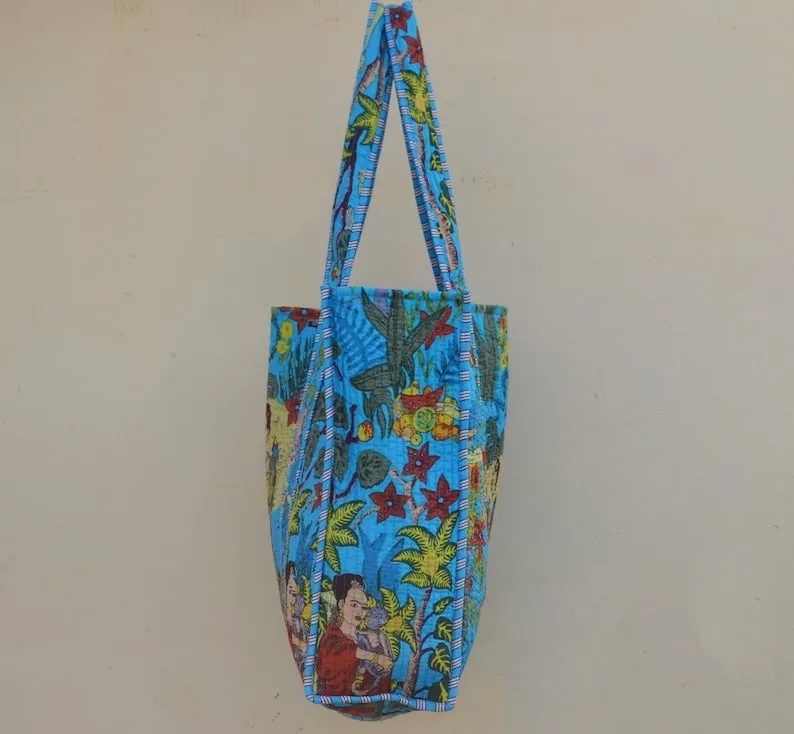 Hand Block Printed Indian Handmade Cotton Shopping Tote Bag Women Tote ...