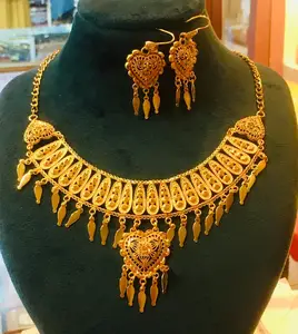 2026 Vintage Italian Inspired Fashion 24K Gold Plated Copper Necklace Earring Set Directly Shipped to USA France Comoros Mayotte