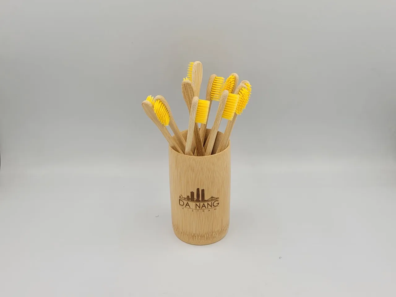 Holder Medium Bristles Yellow Bamboo Toothbrush Made From 100 Natural
