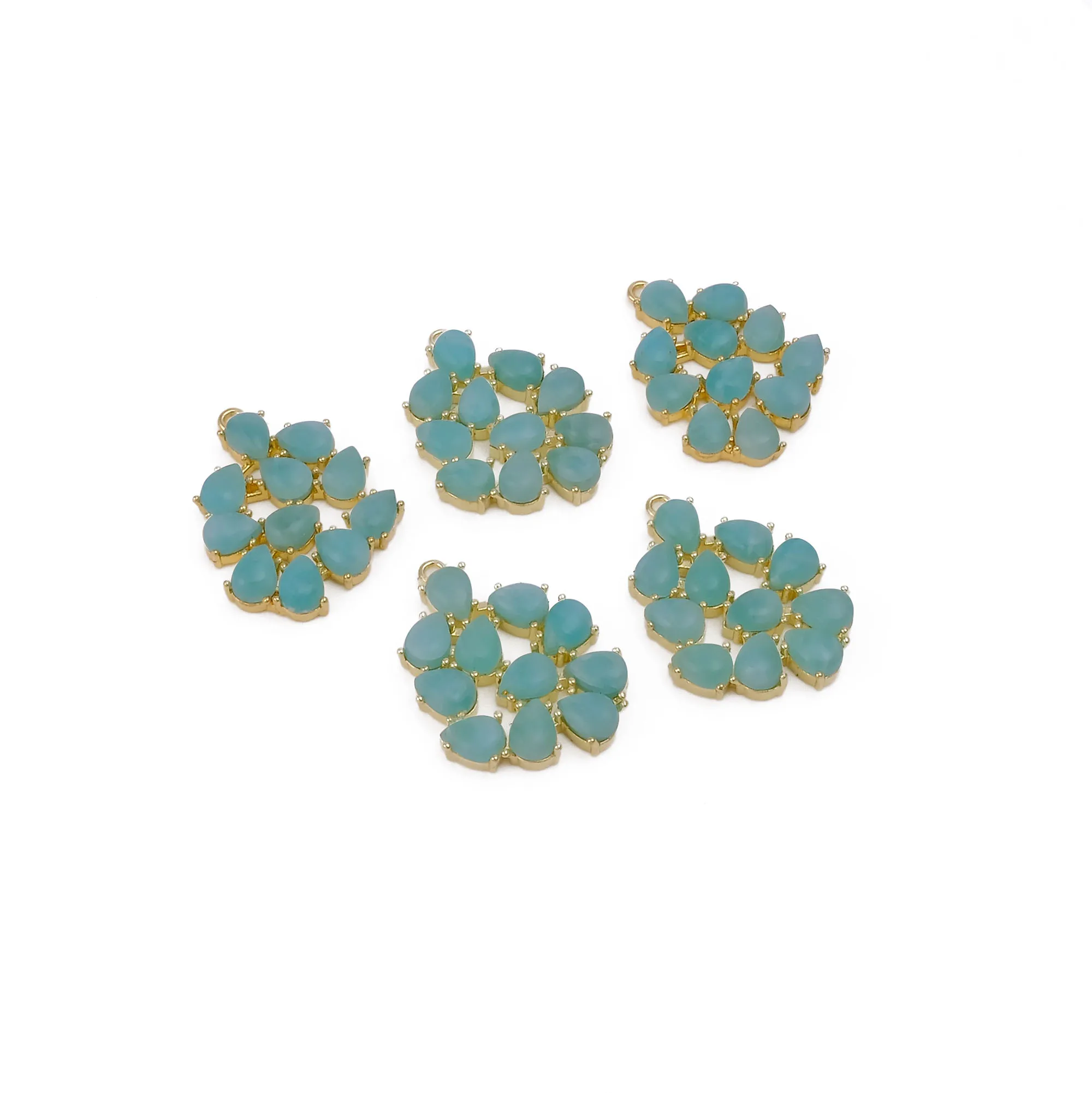 Handmade Anti-Tarnish Gold Plated Amazonite Raindrop Cluster Pendants Natural Gemstone Statement Charm Necklaces