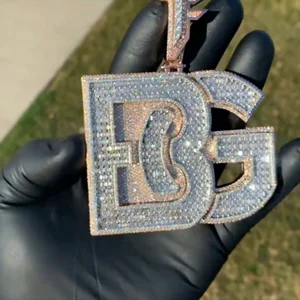 Hip Hop Pendant Customized Iced Out Silver Diamond Pendant 925 Sterling High Quality Diamond Pendant