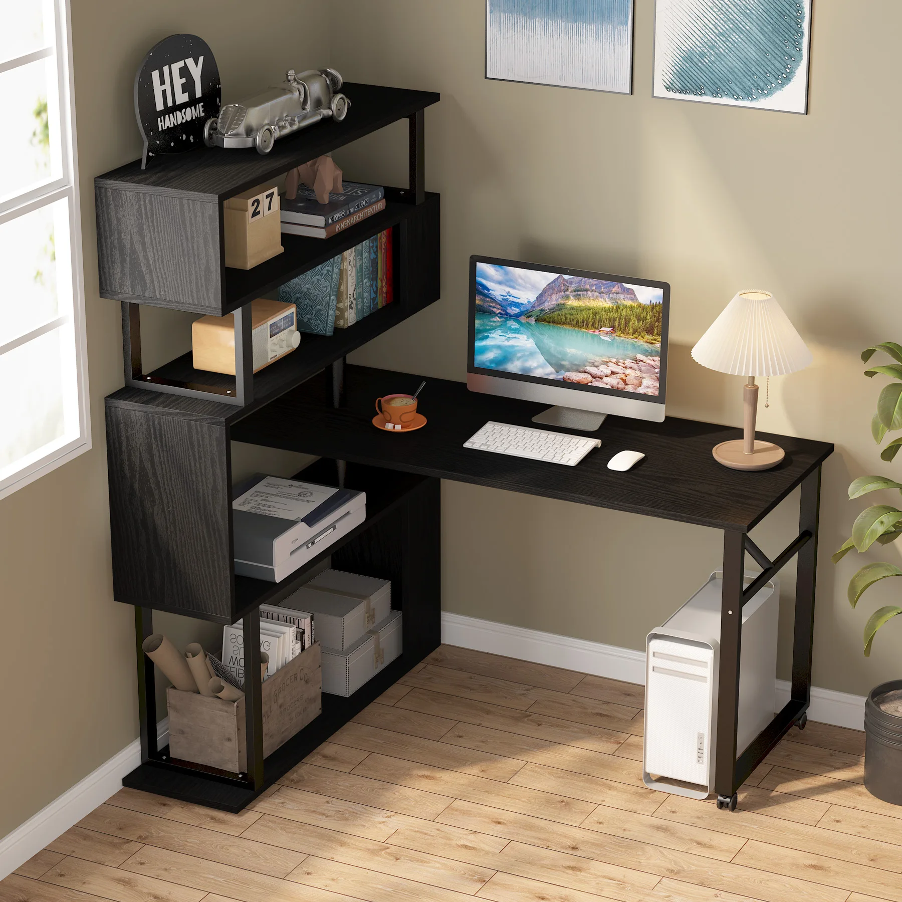 Reversible Office Desk Study Table Writing Desk Modern L Shaped Corner